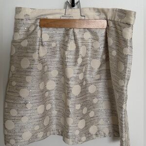 Maeve Anthropologie Cream and Silver sequined Polka Dot Mini Skirt